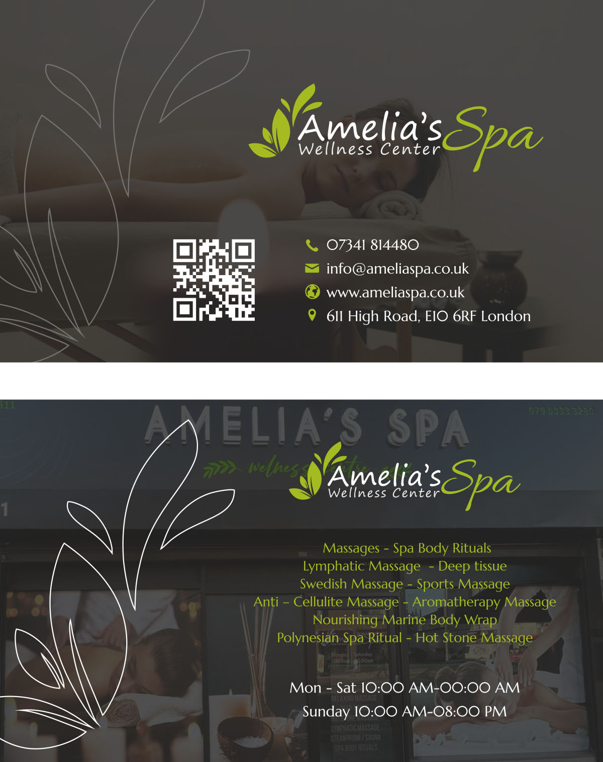 Amelia's Spa Bussiness Card