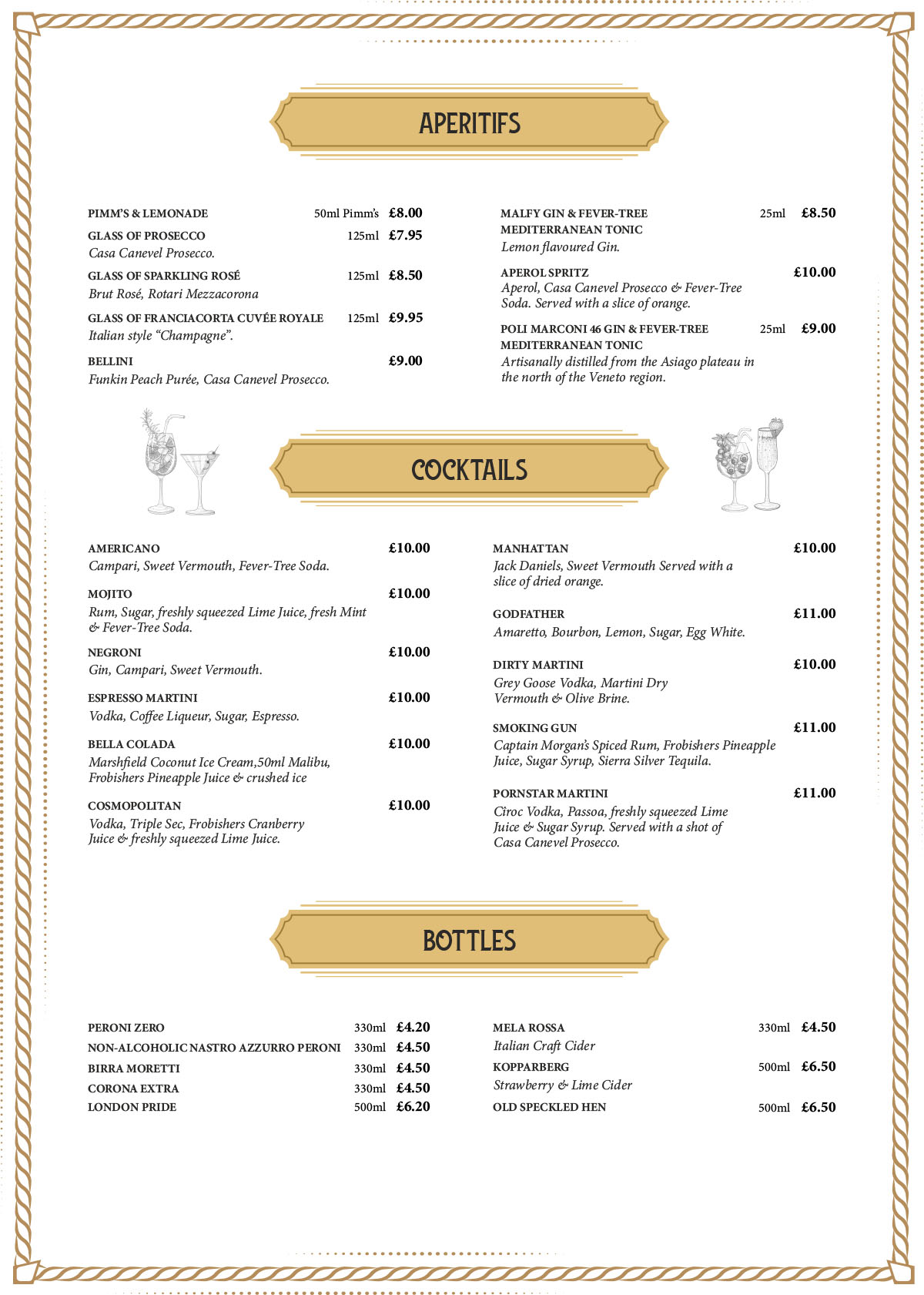 Benvenuti Droitwich Food & Drink Menu