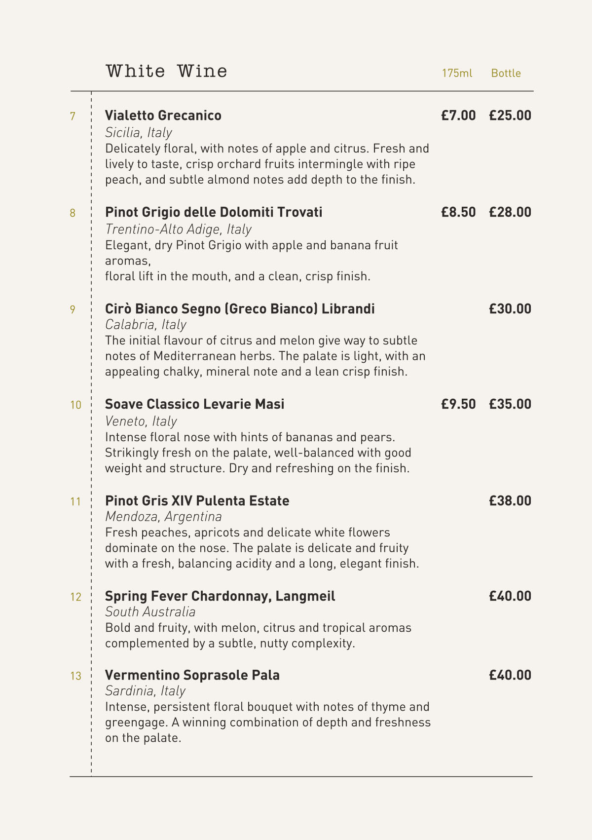Wine List Menu 3