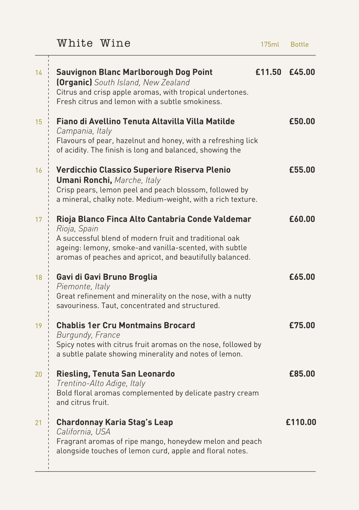 Wine List Menu 4