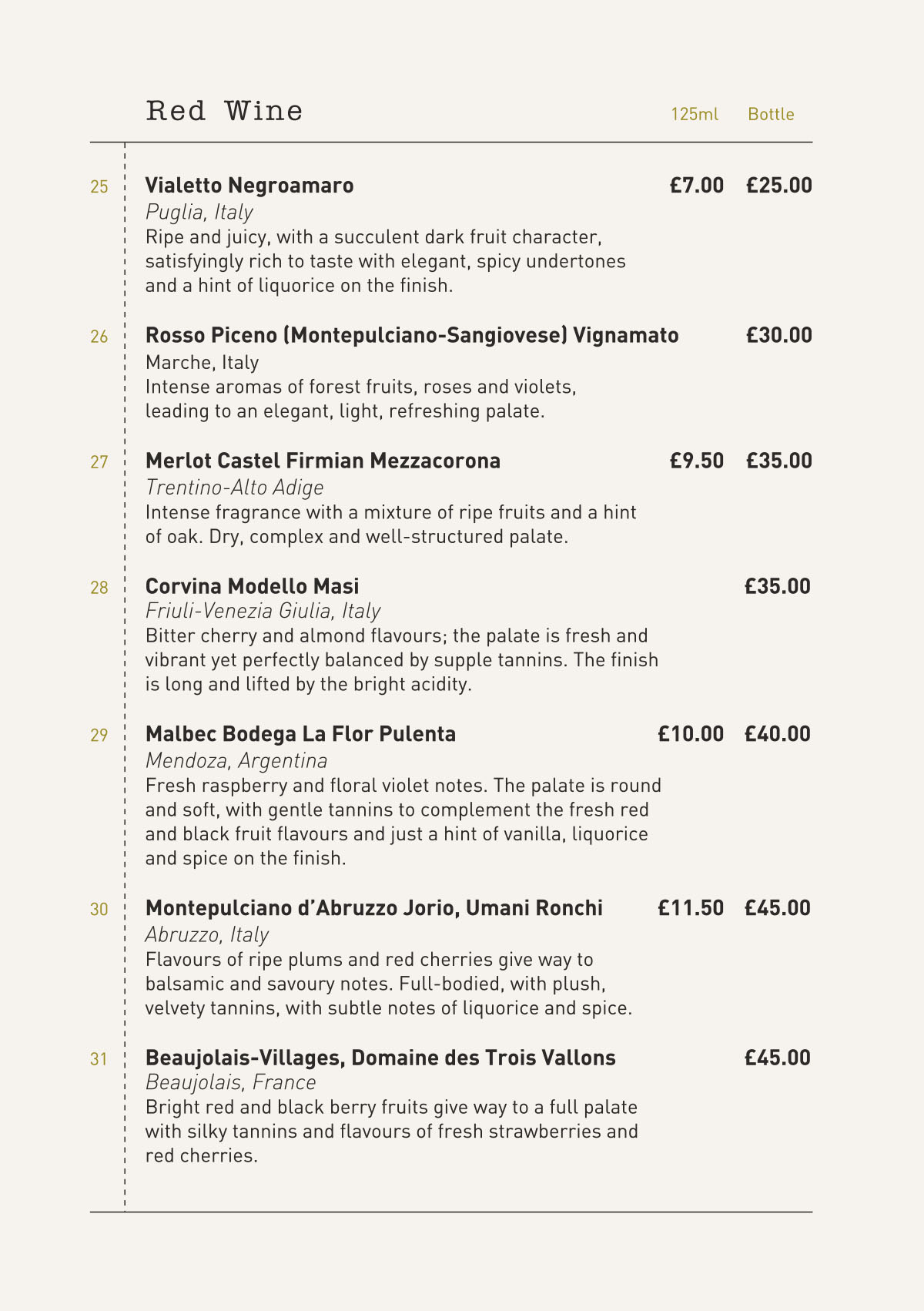 Wine List Menu 6