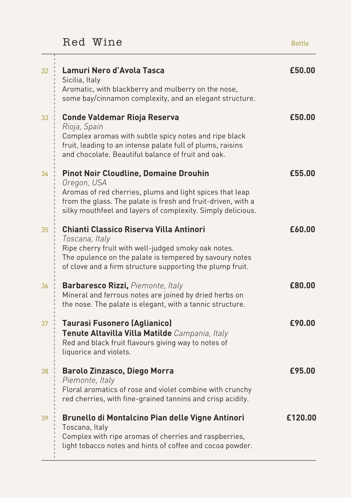 Wine List Menu 7