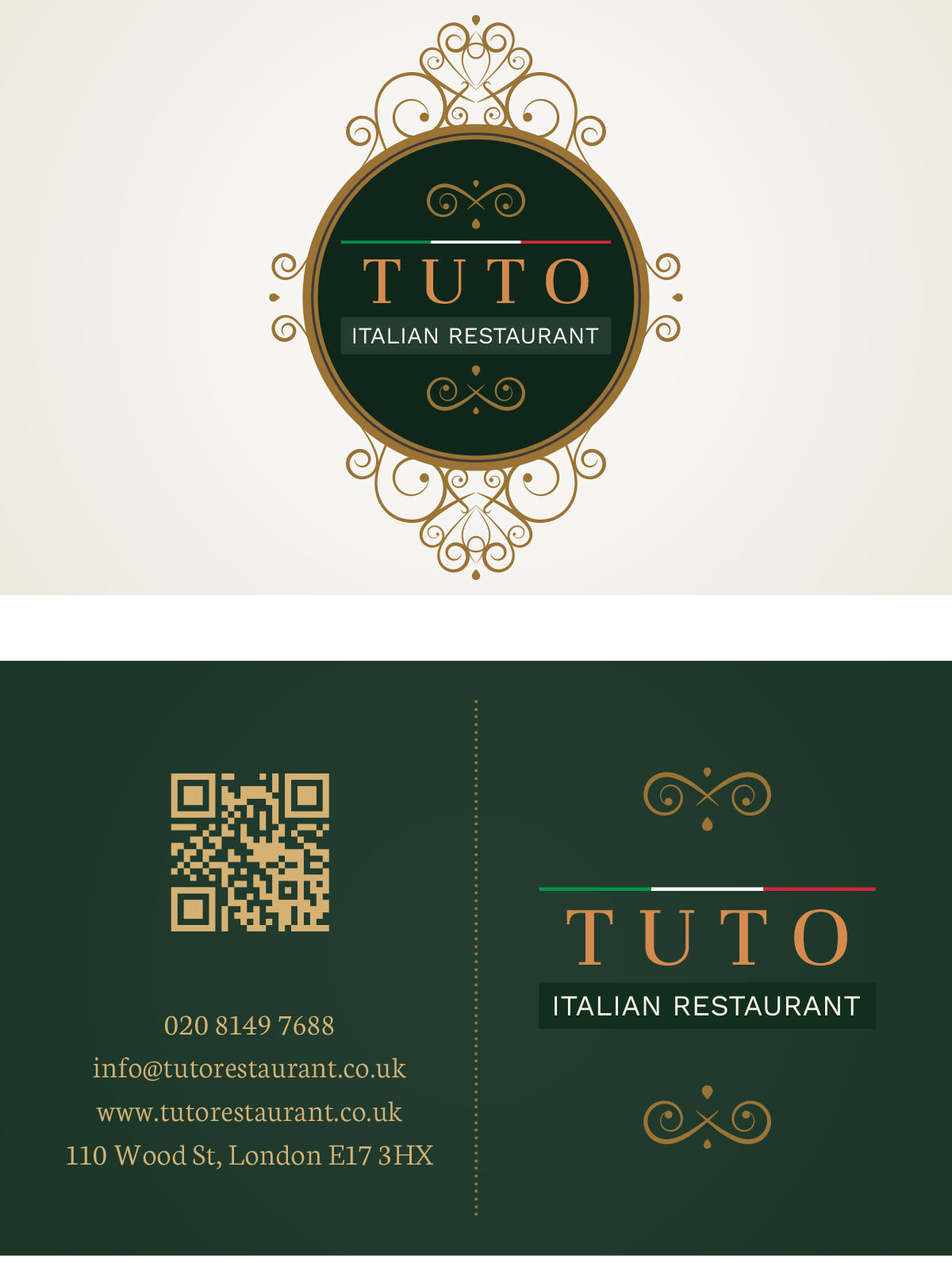 Tuto Italian Restaurant  Bussiness Card