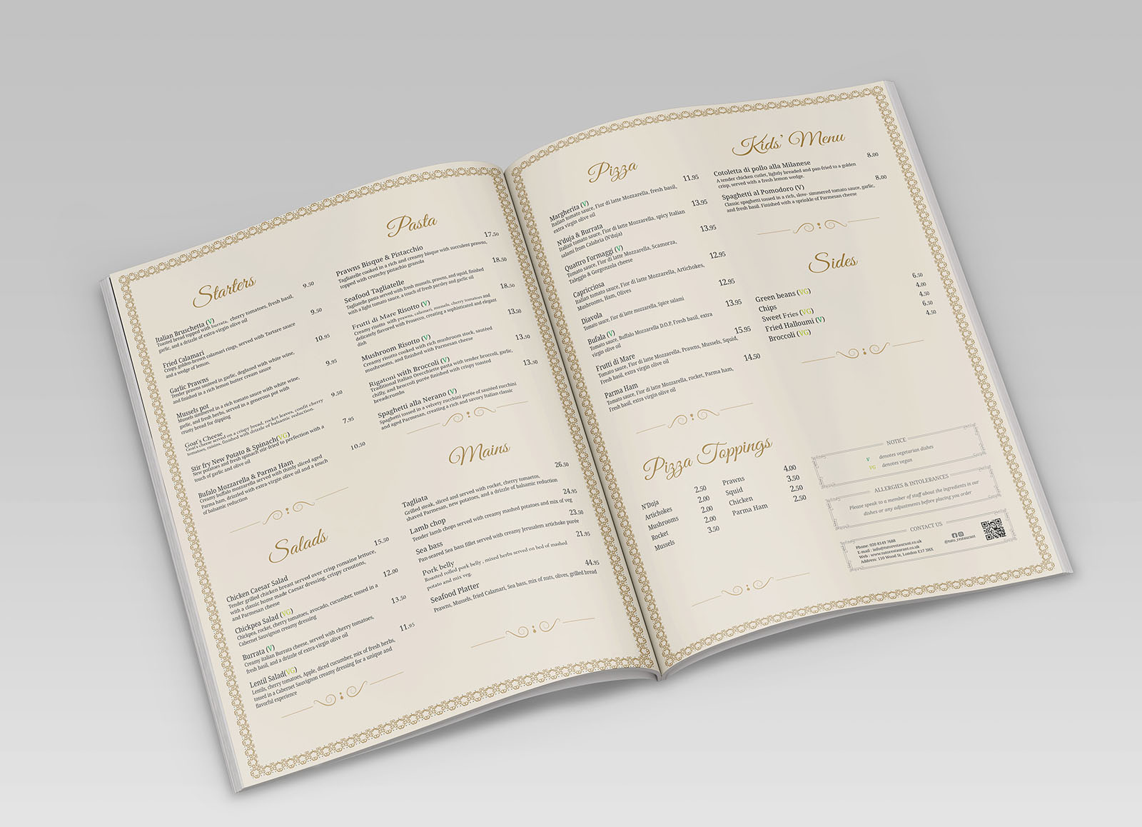 Tuto Italian Restaurant Main Menu 2
